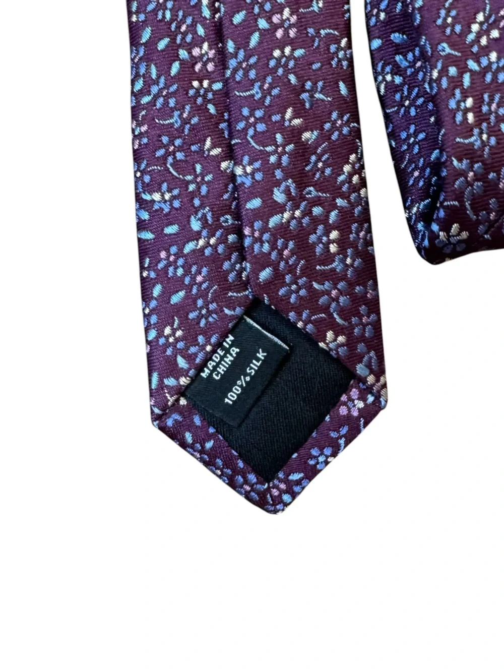 Murano 100% Silk Men’s Tie Purple Blue Micro Floral Print Necktie